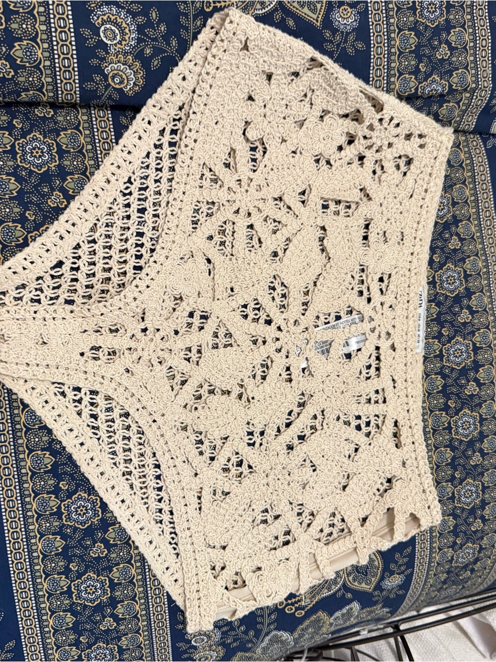Zara Cream Crochet High-Waist Lace Briefs